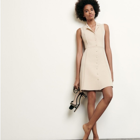 Knitted Dress With Tailored Collar 